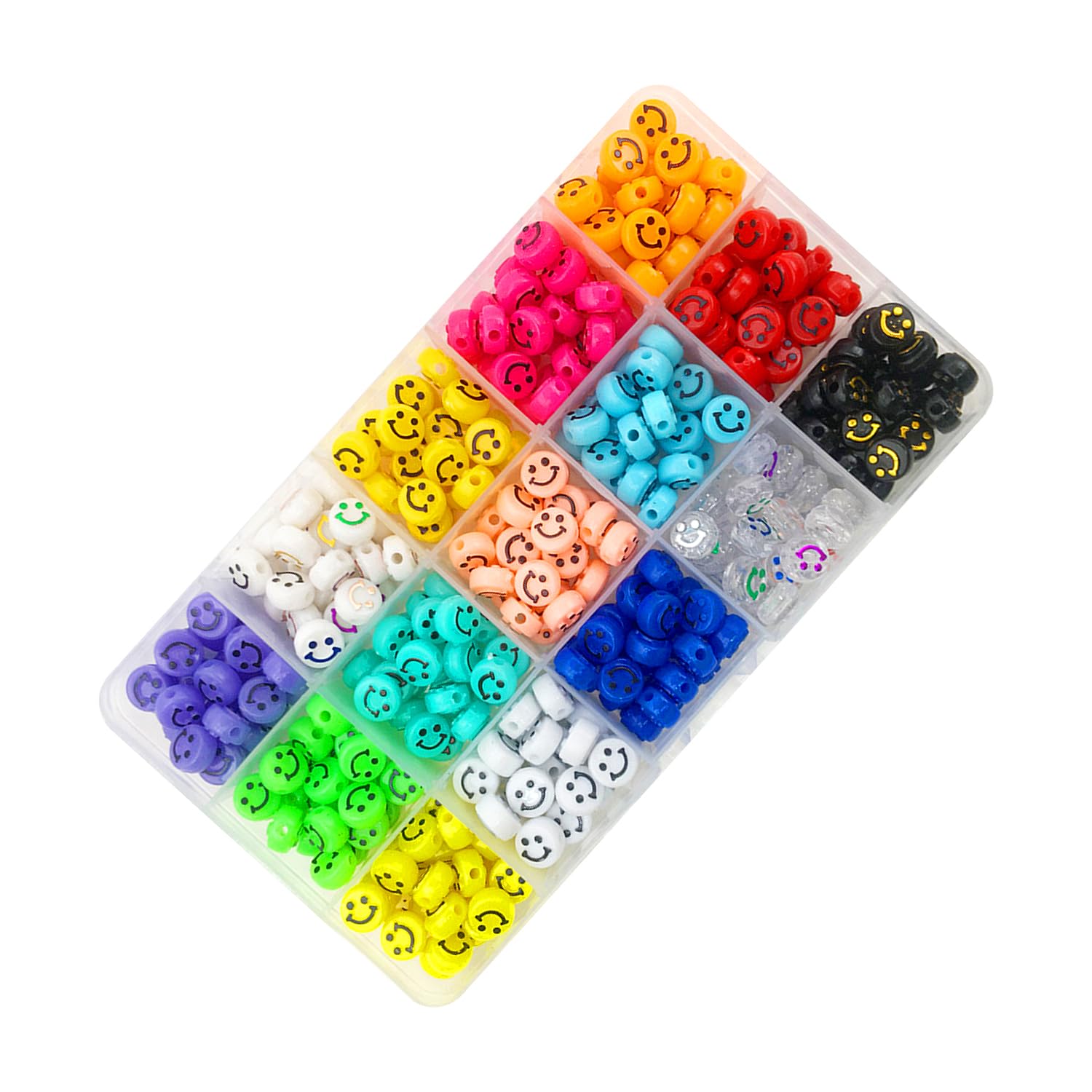 Rumyve300 Smiley Face Beads - Colorful, Happy Face Interval DIY Jewelry - Bracelets, Earrings, Necklaces, Crafts Making Supplies
