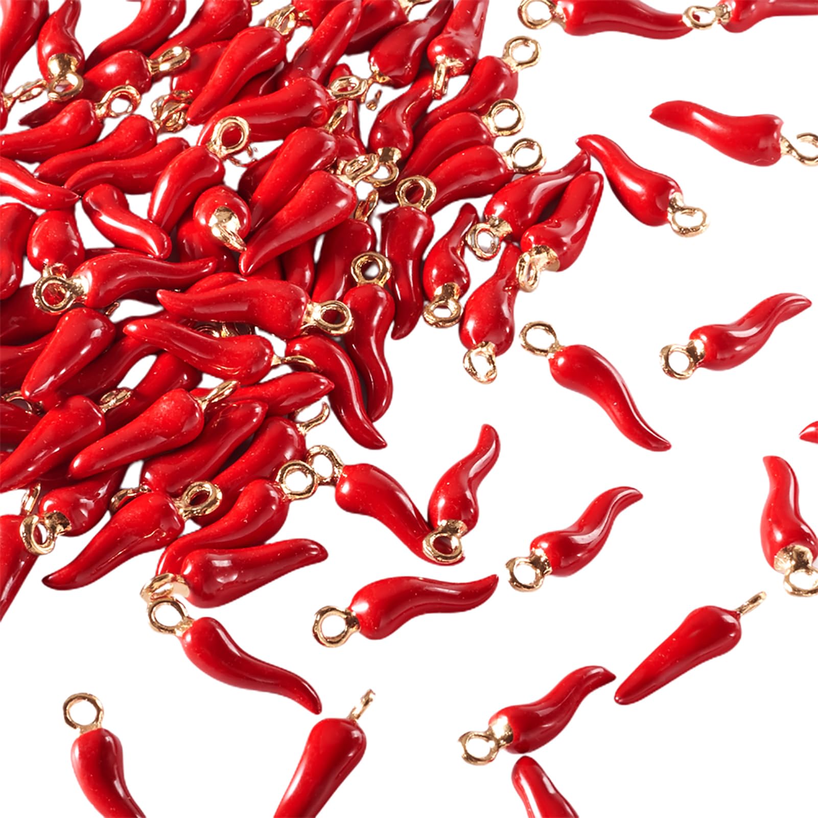 100 ciondoli in lega smaltata a forma di peperoncino rosso, accessori per gioielli, bracciali, orecchini, collane, fai da te, foro: 2 mm