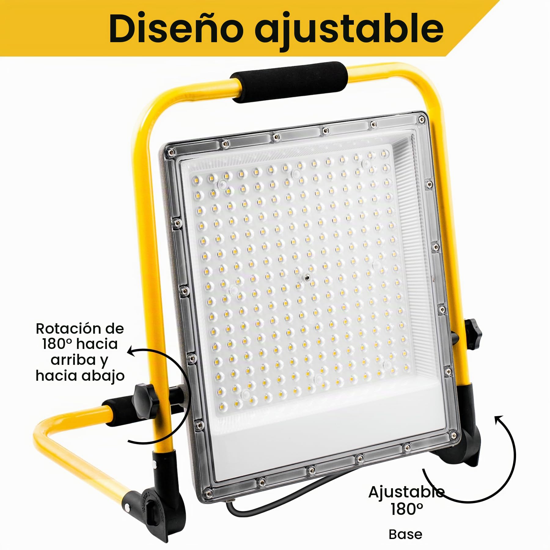 Foco de Trabajo LED 200W, Portátil Luz de Trabajo con Cable de Goma VDE 3G 0,75 mm² de 4 m,20000 LM, 6500K Luz Blanca, IP66 Impermeable para Obras de Construcción, Reparaciones