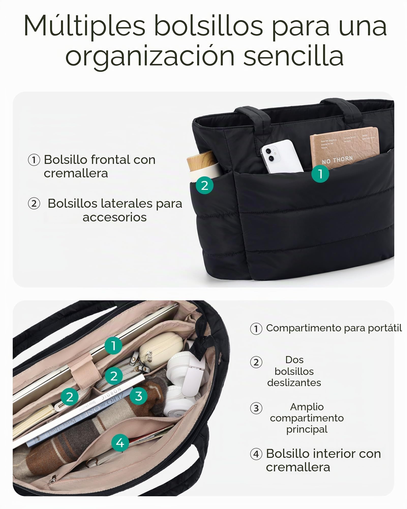 bagsmart Bolso de mano para mujer, bolso de hombro, 20 L, bolso de la compra, bolso de trabajo, bolso ligero para el trabajo, viajes, compras, escuela