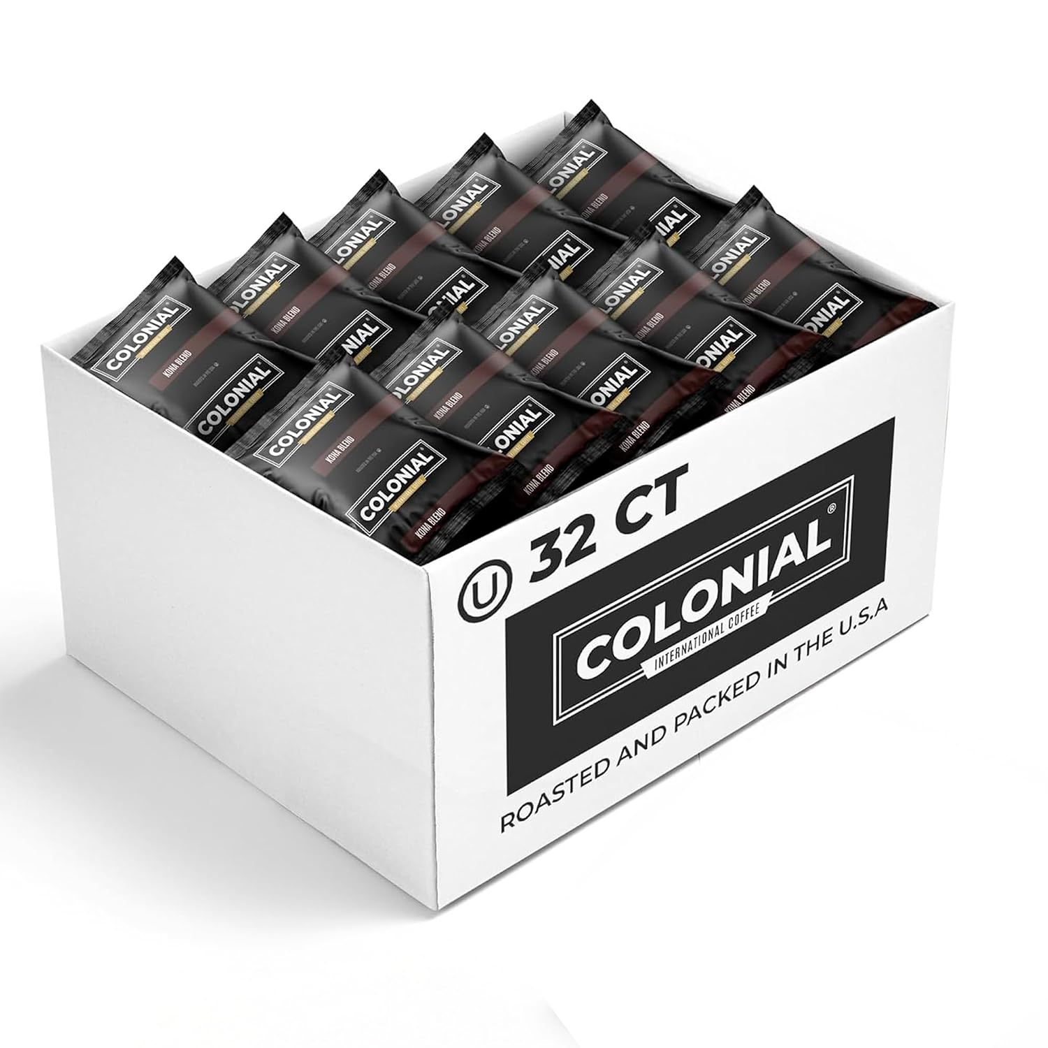 Colonial Coffee Ground Frac Packs, Hawaiian Kona, Medium Roast, 32-Count