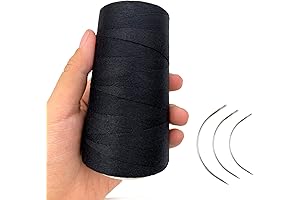 3 Pcs Curved Needles & Thick Polyester Thread Kit for Sewing Hair