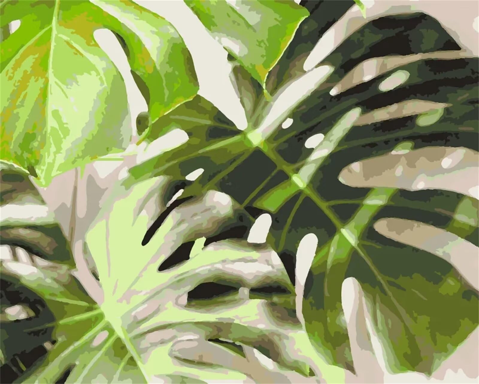 Dipingere con i Numeri Adulti,Foglia verde Pittura di Numeri a Olio Fai da Te kit di pittura acrilica per adulti Bambini,Con Pennelli e Colori Acrilici per casa Decora Regalo con Telaio,60x75cm