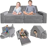 Vista 9 de YEFU 15 piezas Sofá modular de juego para niños, sofá infantil para niños pequeños y niños, sofás para niños pequeños, kit de construcción