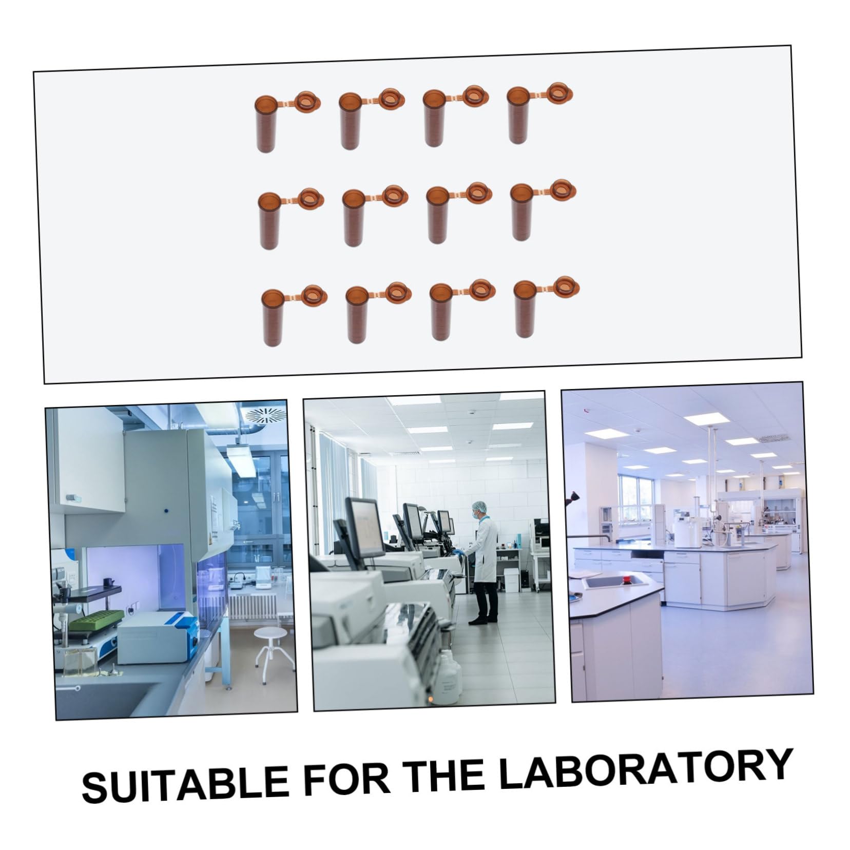 Provette Centrifuga 5ml Marroni Graduate in Plastica 300 Pezzi | Fondo Rotondo Coperchio Integrato, Scala Graduata per Uso Biologico e Laboratorio
