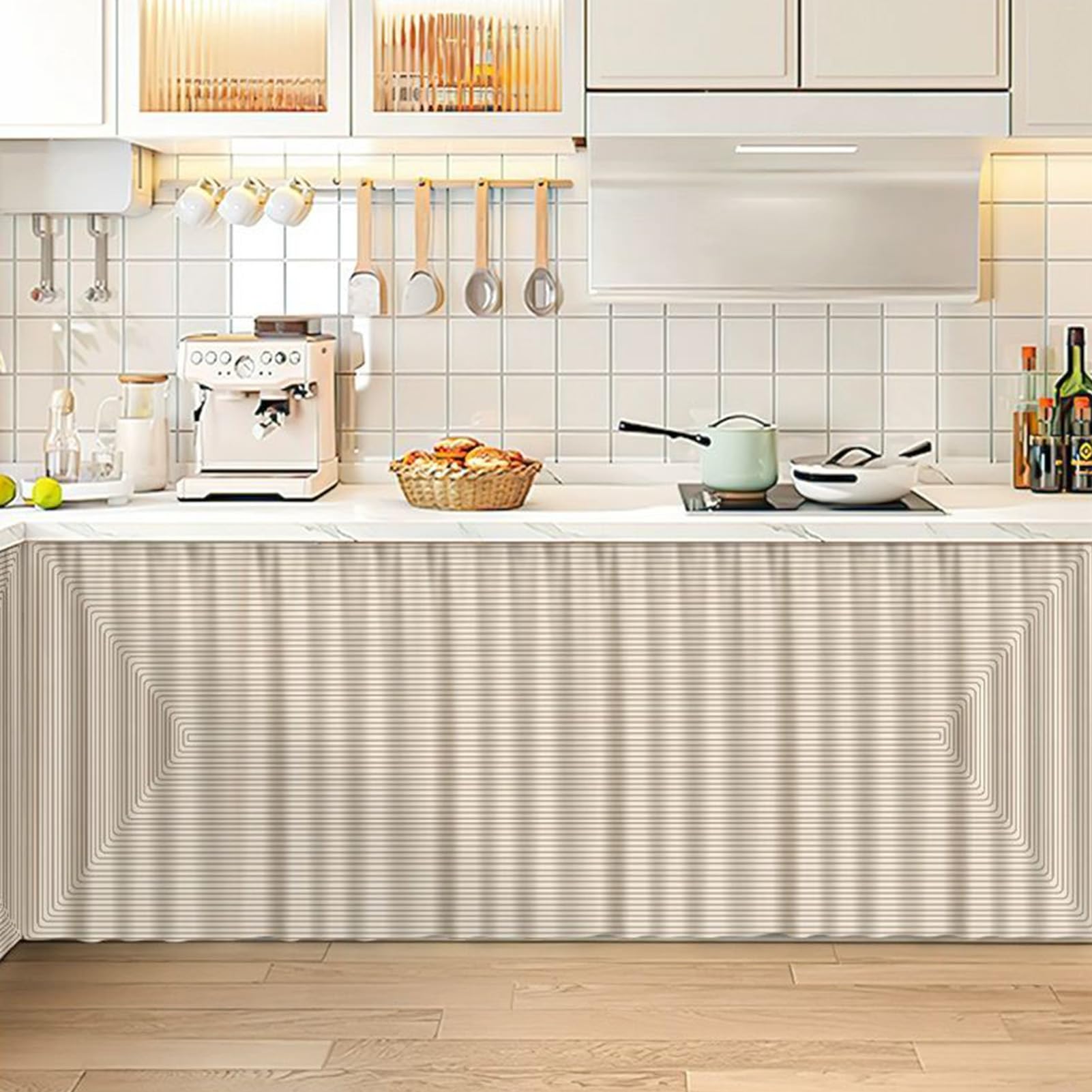 WIQUYBML Striped Sink Skirt for Bathroom & Kitchen80x120cm Cabinet Cover Privacy Drape Classroom Home Stylish UnderSink Décor Durable Easy to Clean
