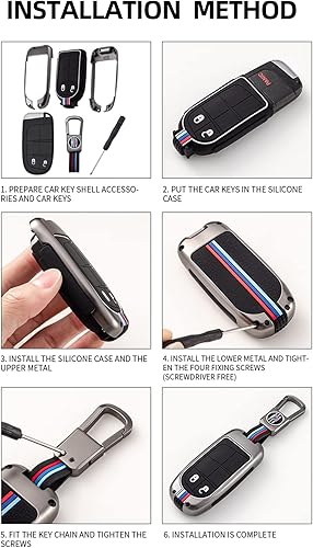 Miniatura 8 de Funda protectora de metal con llavero para Chrysler 300C Jeep Grand Cherokee 2011-2016 COMPASS 2011-2019