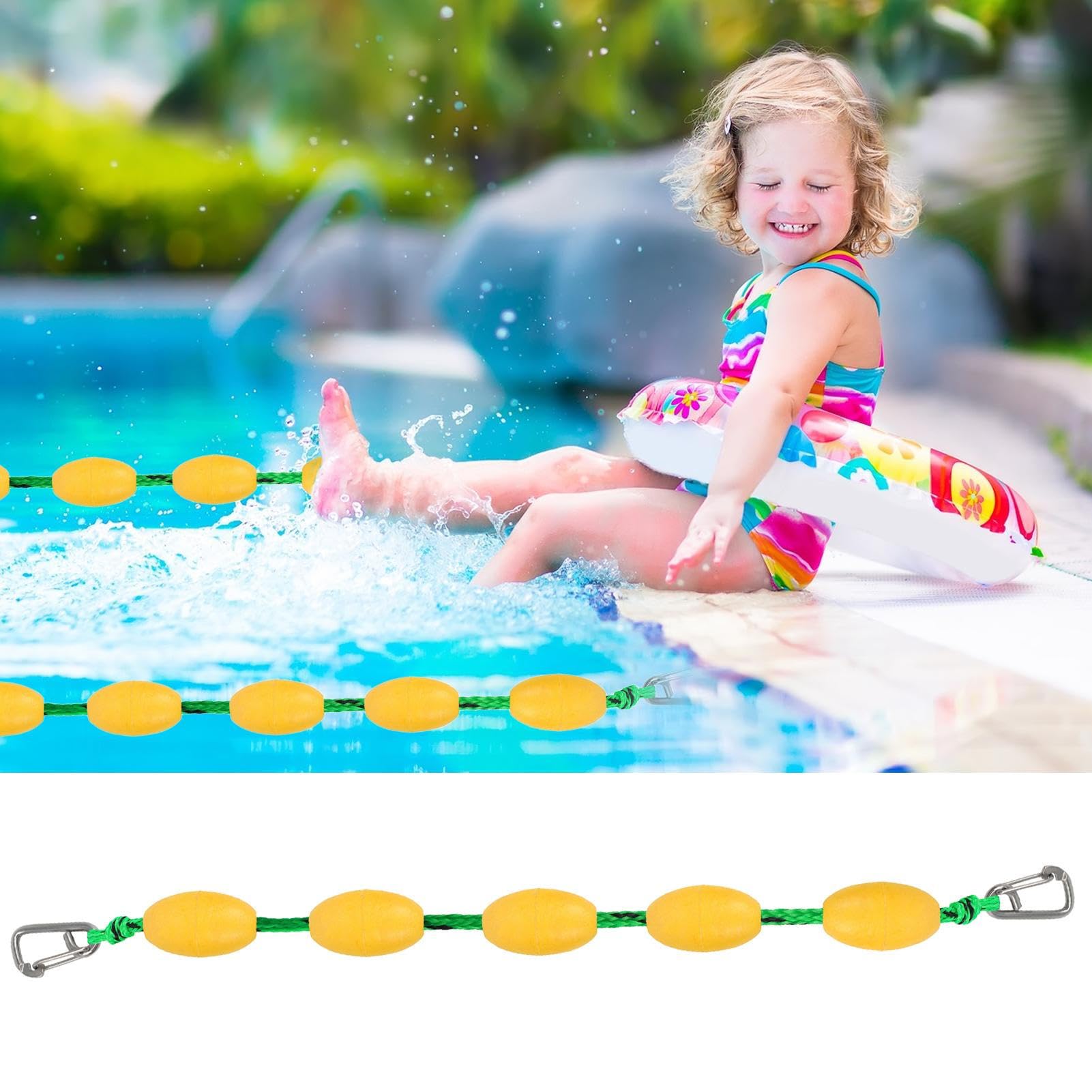 Corde de Piscine,Ligne de Séparation de Sécurité pour Piscine avec Flotteurs de 5m | Ligne de Couloir à Crochets Équipement de Flotteurs Haute Visibilité pour