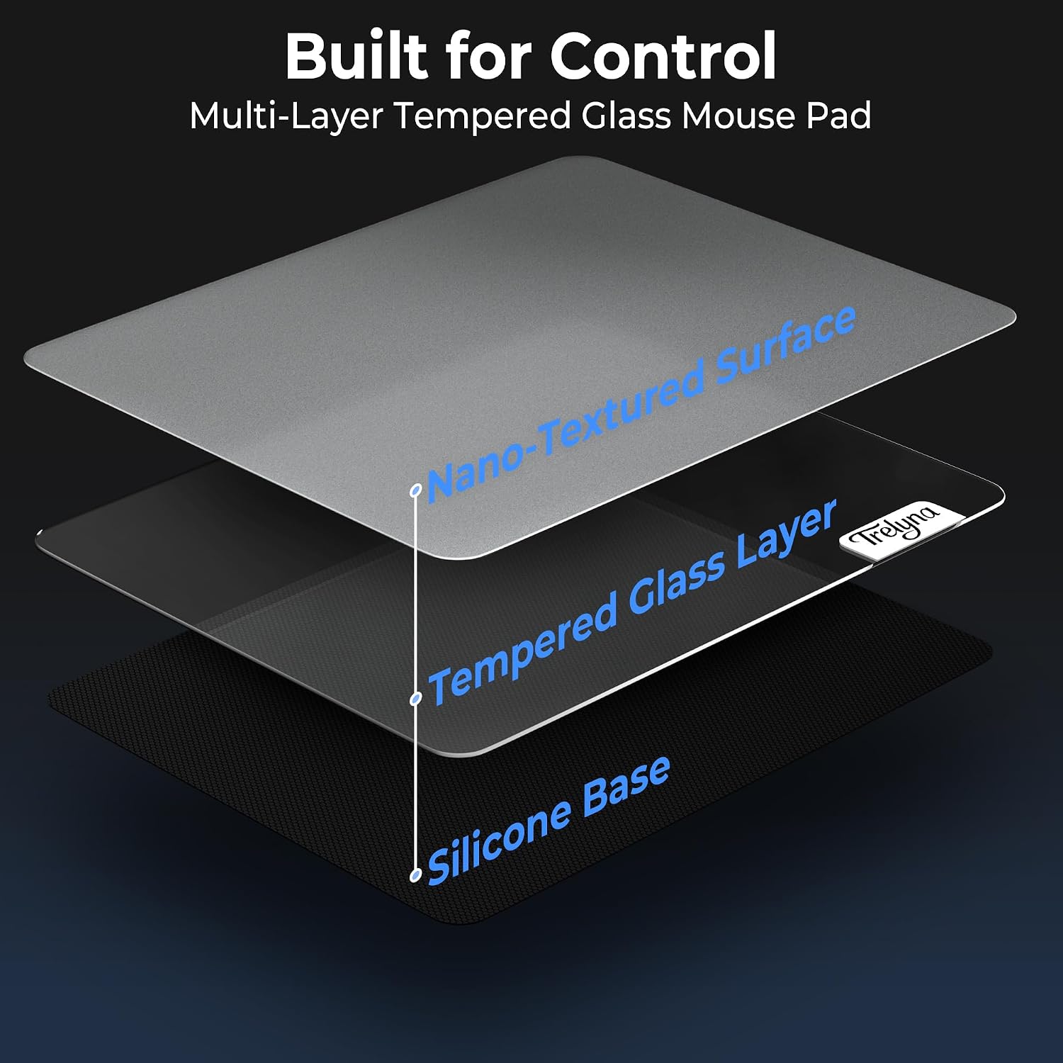 Tempered Glass Mousepad for Gaming, 19.7"x15.7" Extra Large Hard Mousepad, Ultra-Smooth Surface with Precision Speed Control, Nano Coating & Full Anti-Slip Base for FPS Gamers (XL White)