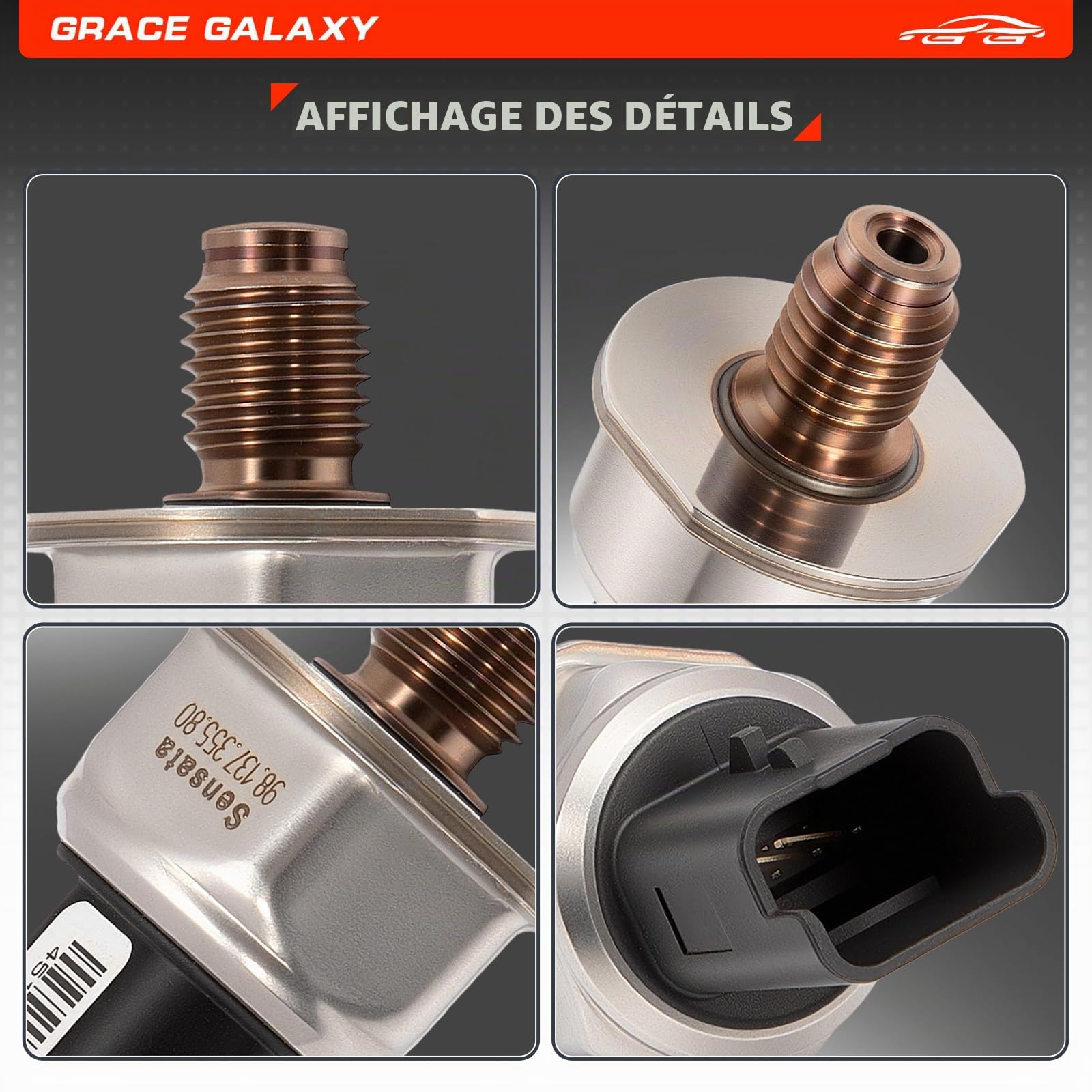 GraceGalaxy Capteur de Pression de Carburant pour C1 C2 C3 C4 C5 Dispatch Nemo Xsara Picasso, 107 1007 206 207 3008 307 308 407 5008 Bipper Expert Partner 9658227880 1920GW 1,4 L 1,6 L HDI