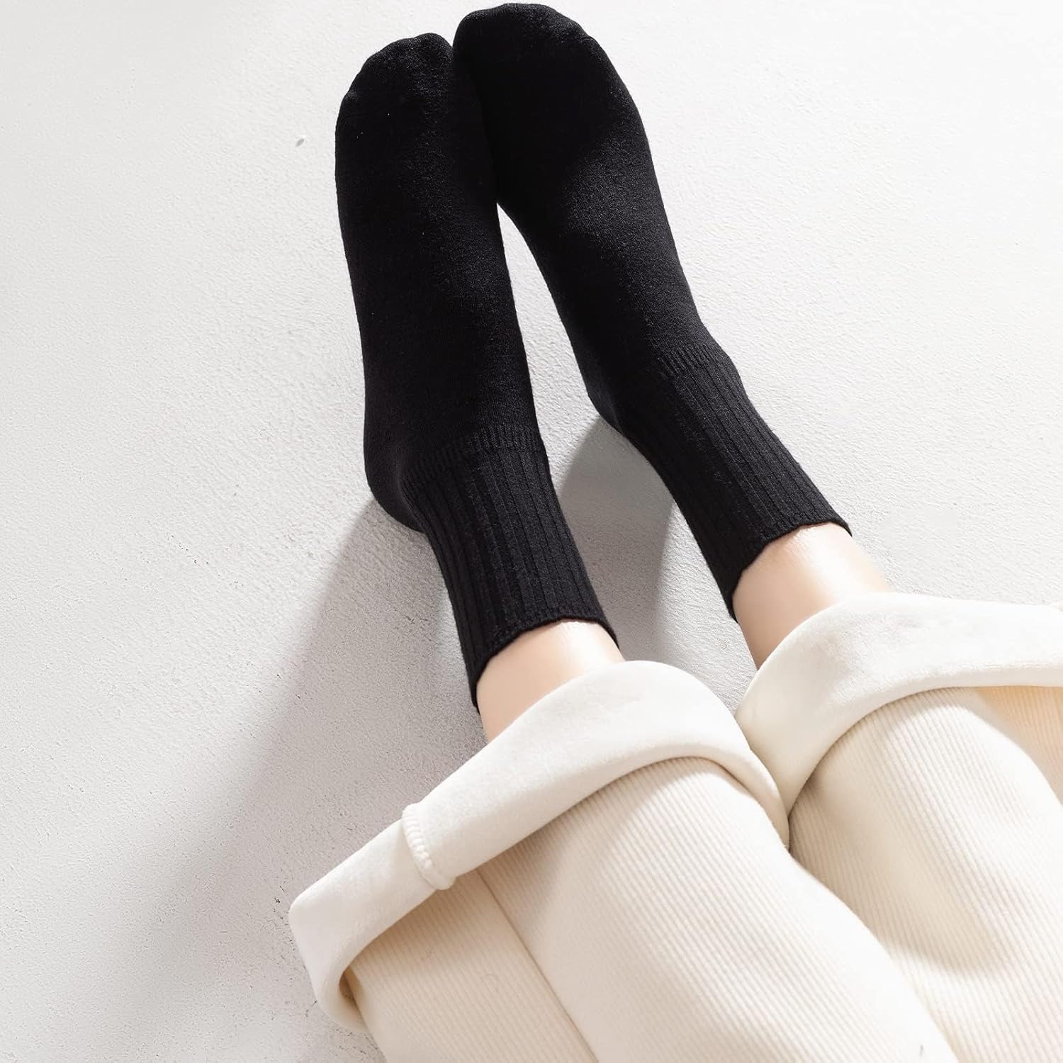 PADFOM Women Thin Cashmere Socks, Soft Socks Women Above Crew Socks 5 Pairs Size 5-9 - Image 6