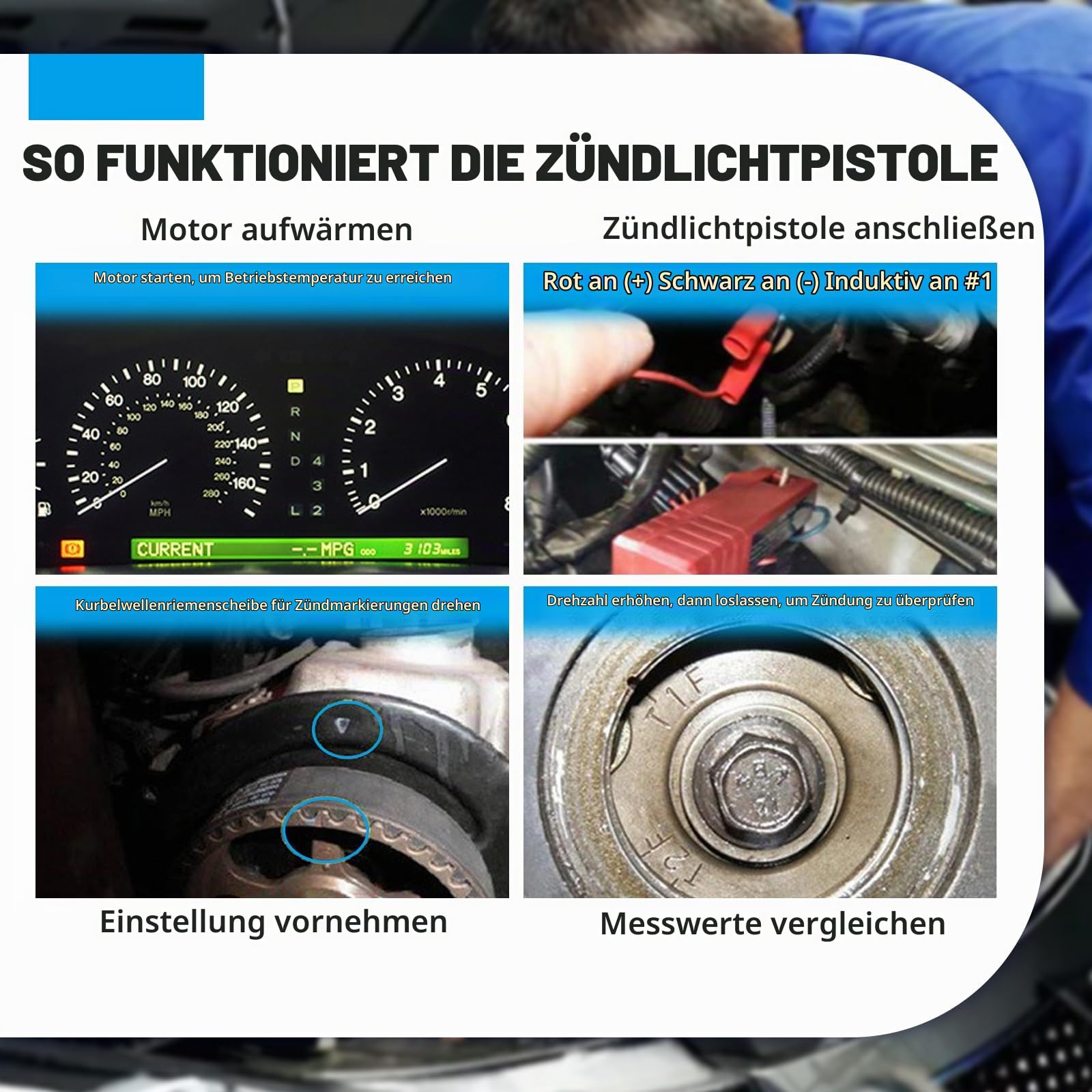 Zündlichtpistole Stroboskoplampe Motor Zündzeitpunktpistole Blitzer