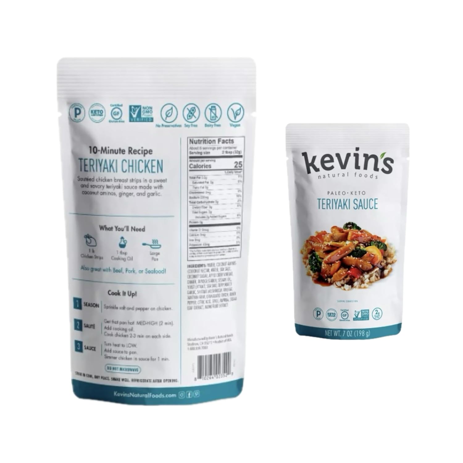 Kevin’s Keto/Paleo Saucy Bundle- Natural Foods No Refined Sugar & Gluten Free: 5 Simmer Sauces-Classic Taco, Cilantro Lime, Thai Coconut, Teriyaki, & Tikka Masala Instant Flavor Enhancer for Any Meal