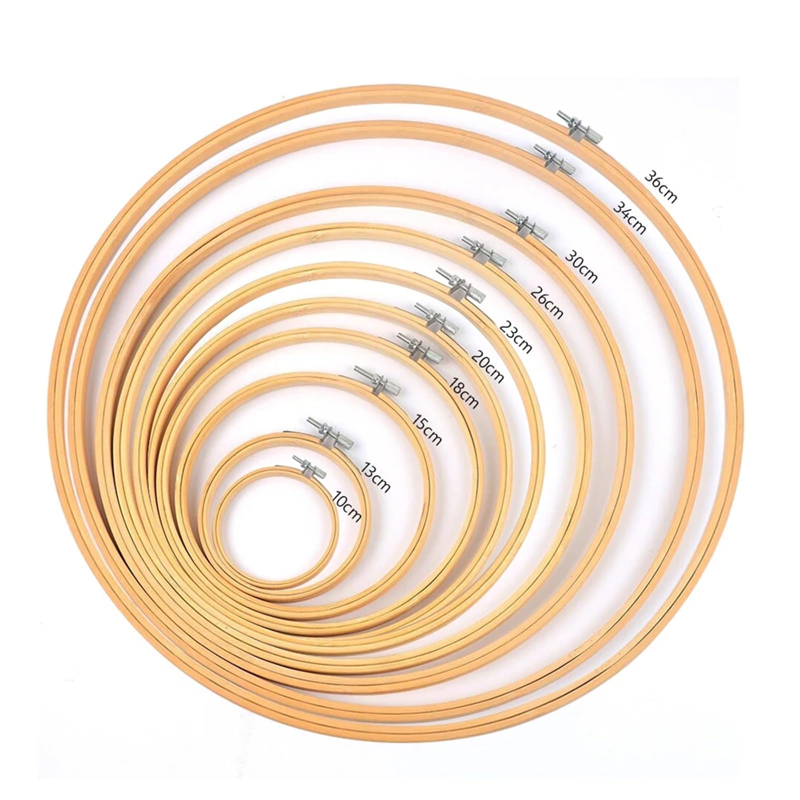 Soporte De Madera Bordado Juego de 10 aros bambú for costura, herramientas , redondos a 36 cm, for manualidades punto cruz, madera, estilo Art Déco(1 sets)