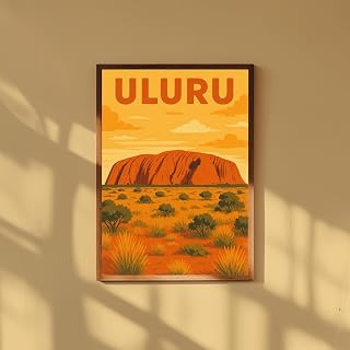 Uluru Vintage Travel Poster Australia Outback Wall Art Desert Landscape Illustration Print for Home Decor Ayers Rock Inspired Retro Poster Framed or Unframed