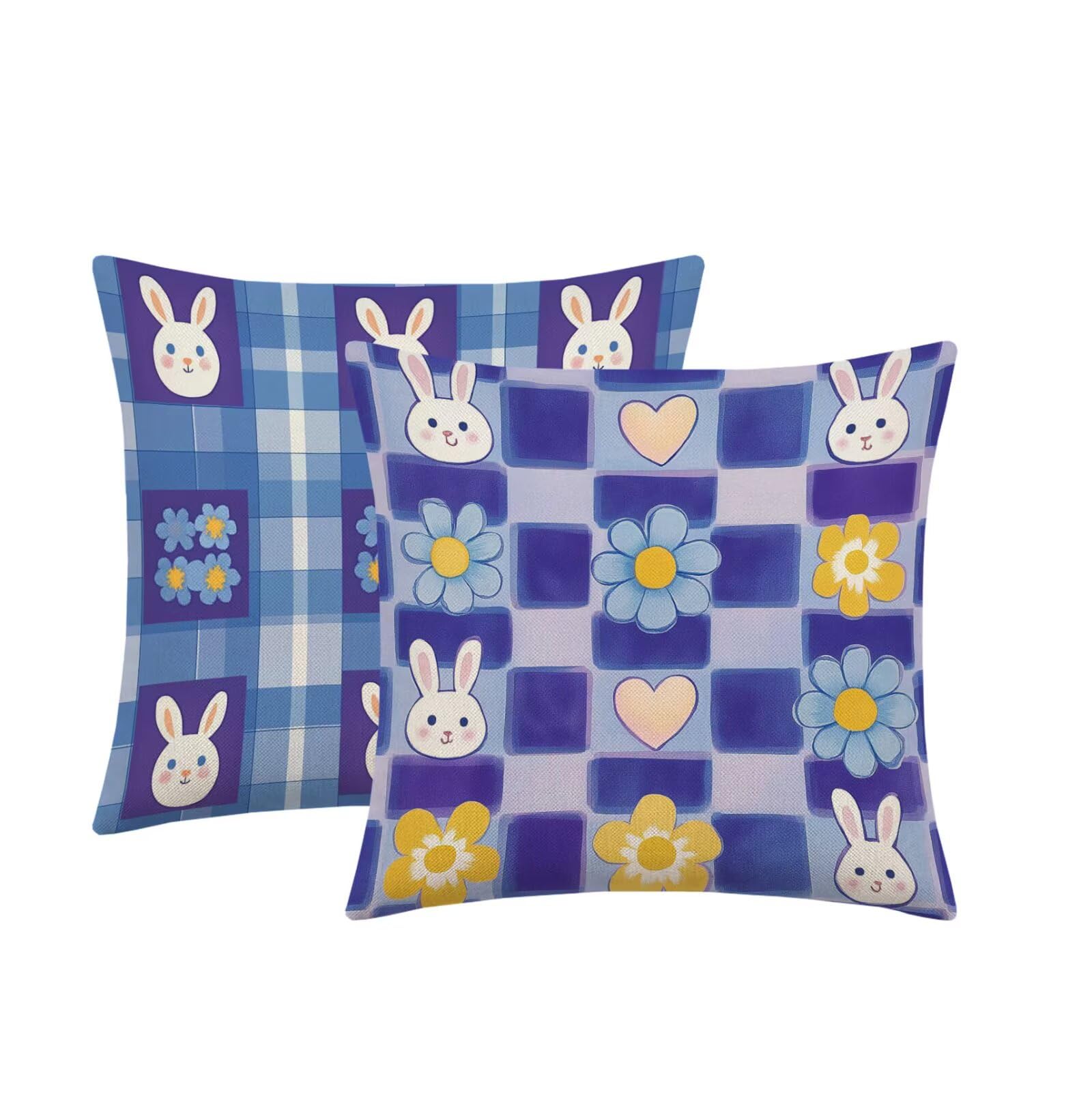Kissenbezug 65x65cm Outdoor Kissen 2er Set Gitter Kaninchen Samt Dekokissen