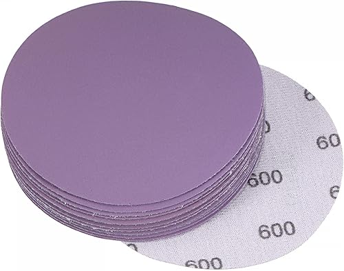 Miniatura 10 de uxcell 15 discos de lija morados de 4 pulgadas, 60 granos, gancho y bucle, papel de arena profesional de óxido de aluminio, pulido húmedo y seco