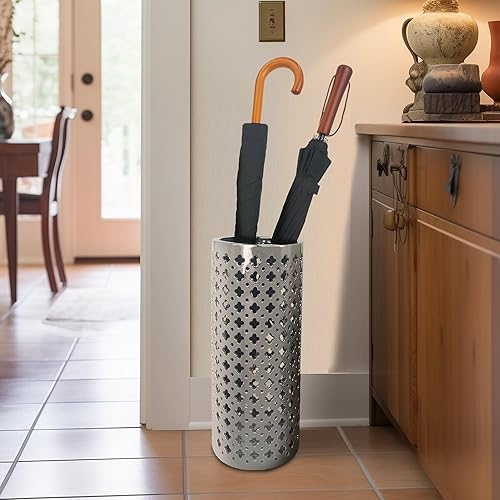 Miniatura 4 de ARSTRIA Soporte de cerámica para paraguas hecho a mano, lujoso soporte de cerámica ahuecado para paraguas tallado a mano, jarrón grande para