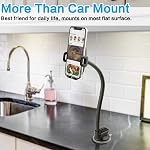 1Zero Solid Car Truck Phone Mount Holder with 14-Inch Gooseneck Long Arm, Windshield Window Mobile Holders w/Industrial-Strength Suction Cup, Anti-Shake Stabilizer Compatible for All CellPhones iPhone