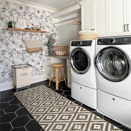 Miniatura 4 de Lahome Alfombra de pasillo geométrica marroquí, alfombra de pasillo de baño de 2 x 8, suave, lavable, antideslizante, impresa, para interiores,