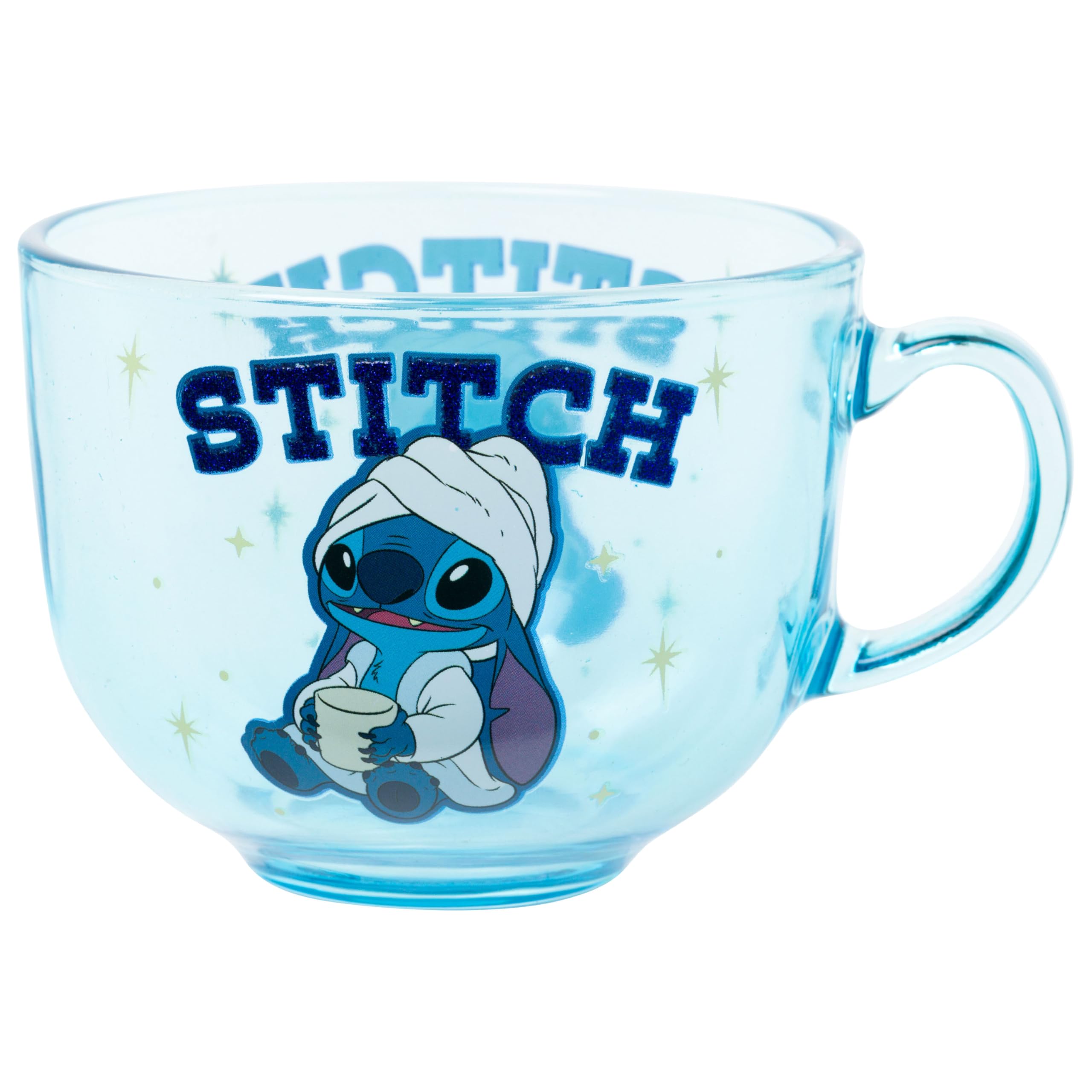 Silver Buffalo Stitch Spa Day Mug Glitter 16oz Glass Coffee Mug