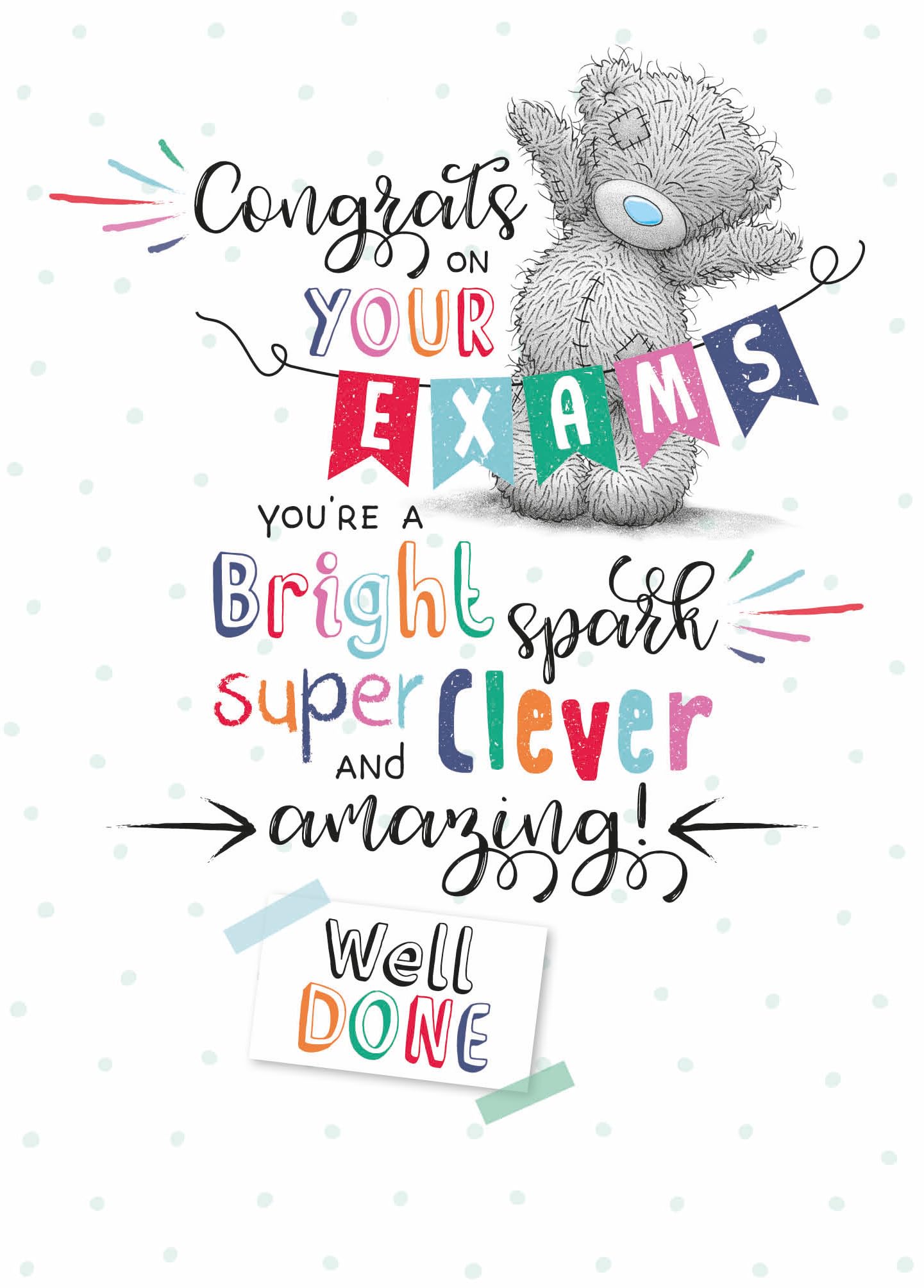 Me To You Tatty Teddy Congrats On Your Exams Greeting Card 5x7ins - Official Collection
