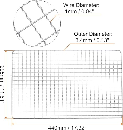 Miniatura 2 de HARFINGTON Red cuadrada para parrilla de barbacoa de 17.3 x 11.6 pulgadas, de acero inoxidable con alambre cruzado para hornear, ahumar, asar a la