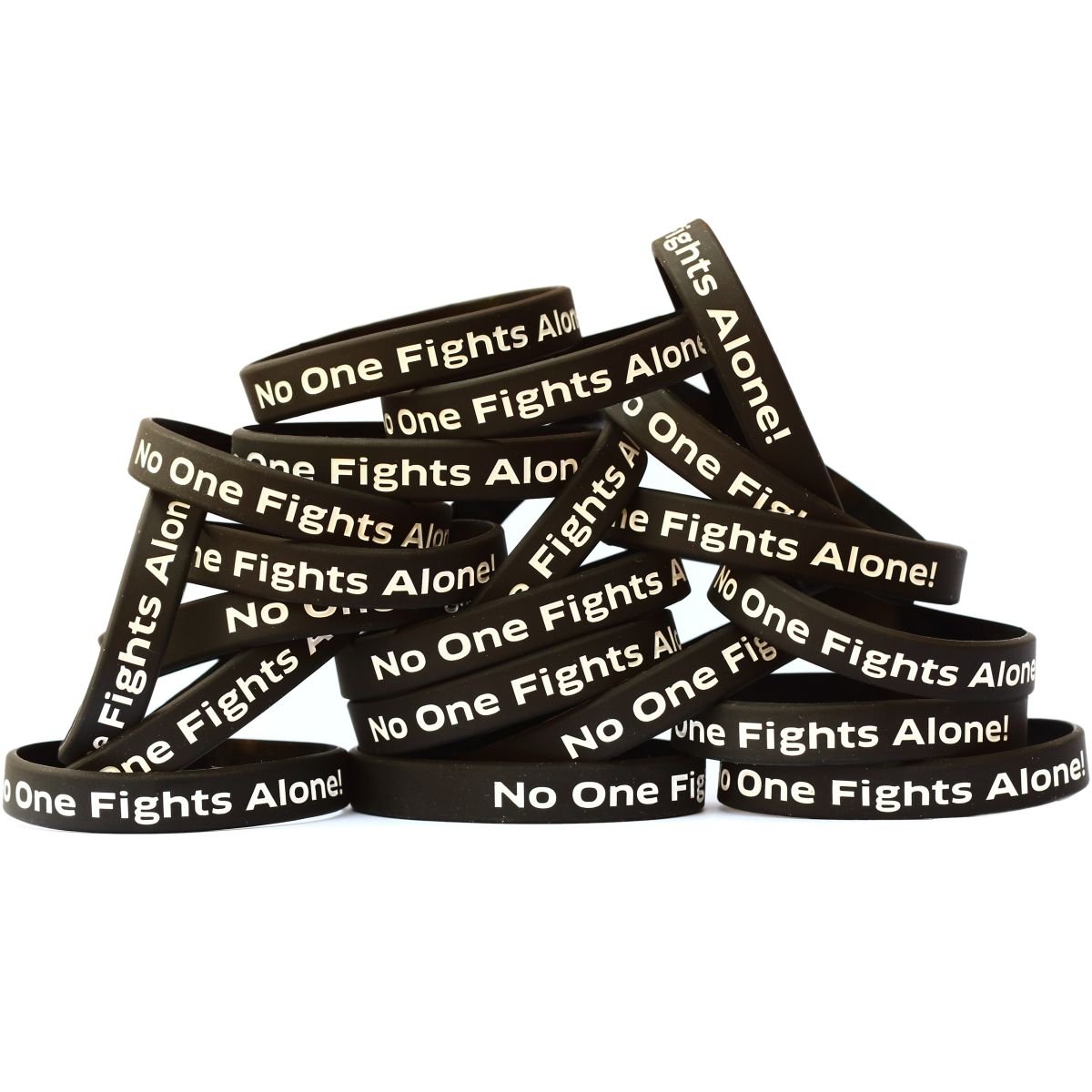 SayitBands 20 Black No One Fights Alone Support Wristband Bracelet