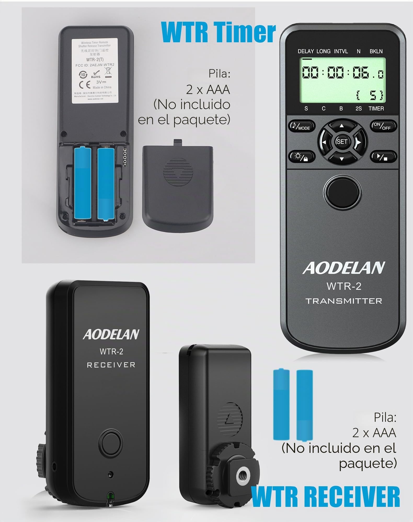 AODELAN Disparador Inalámbrico Para Cámara Canon EOS R7, R10, R6, R, RA, RP, Temporizador Para Fujifilm GFX100, GFX100S, GFX50R, GFX50SII