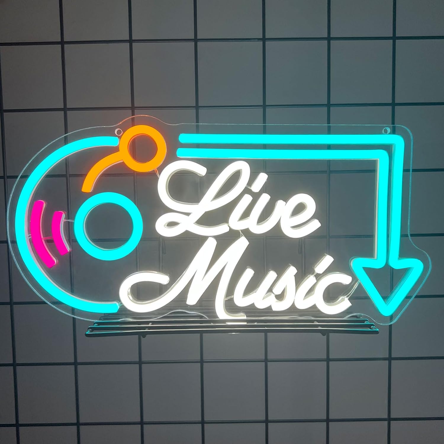 Live Music Neon Sign, Music LED Neon Lights for Wall Decor, Dimmable Live Neon Light Sign, Neon Live Sign Light up Sign for Bar Studio Bedroom Party Present Club Handcrafted Nightclub Parties - Image 9