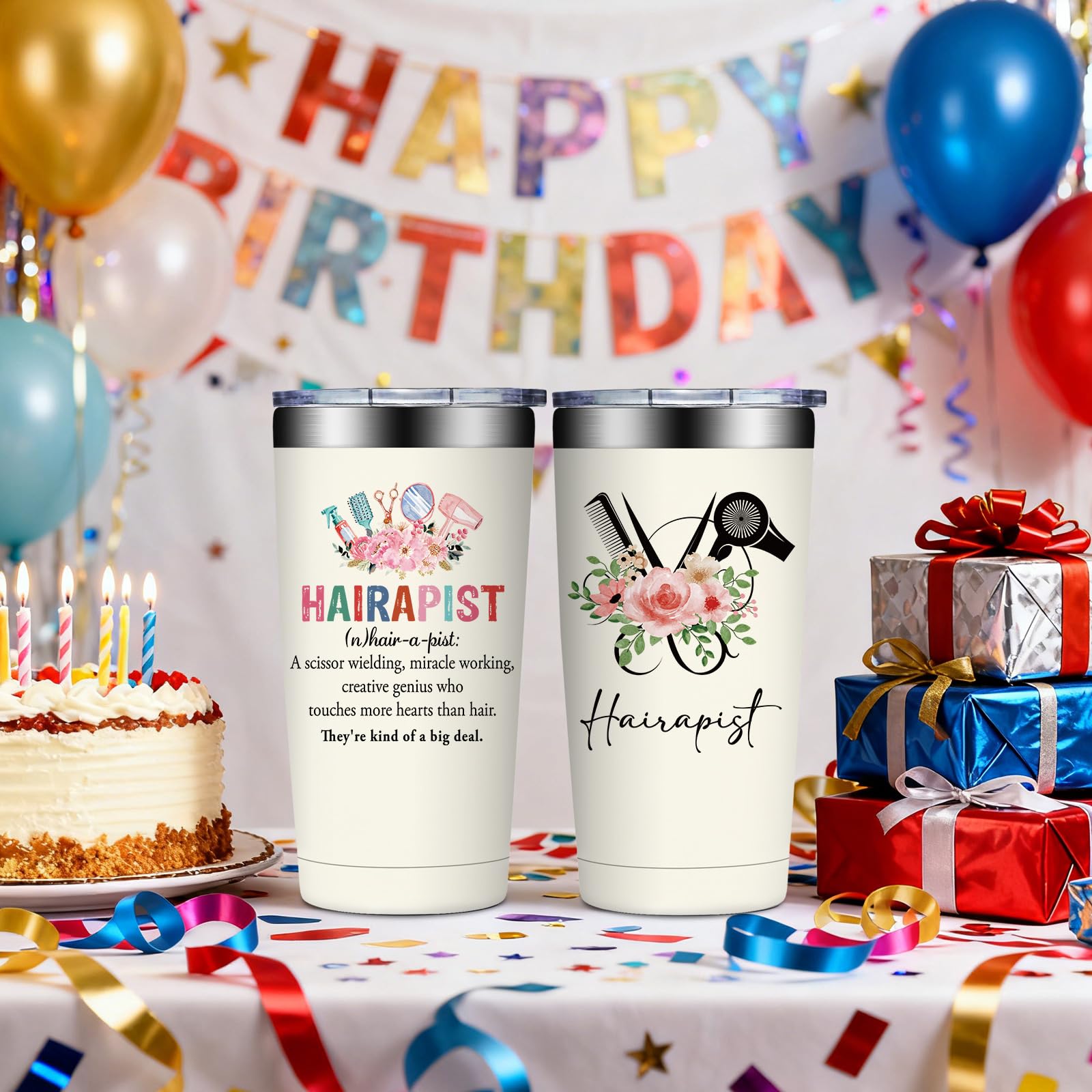 Hair Stylist Gifts - Hairdresser Gifts for Women - Birthday, Appreciation, Christmas Gift for Hairstylist Women - Hairapist Tumbler Cup 20 oz