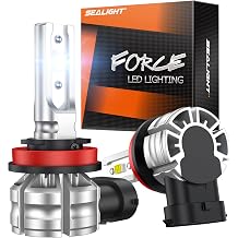 SEALIGHT H8 H16 H11 LED Fog Light Bulbs, 10000LM 6500K Cool White Fog Lights LED, 11 Mini Design Plug & Play, IP68 Waterproof H11 LEDs, Pack of 2