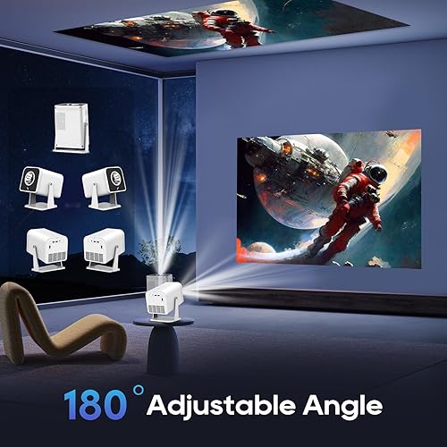 Miniatura 5 de Mini proyector de habitación, proyector para dormitorio (altavoz integrado, con cable HDMI), pantalla grande de 200 pulgadas, proyector Ntive 1080P,