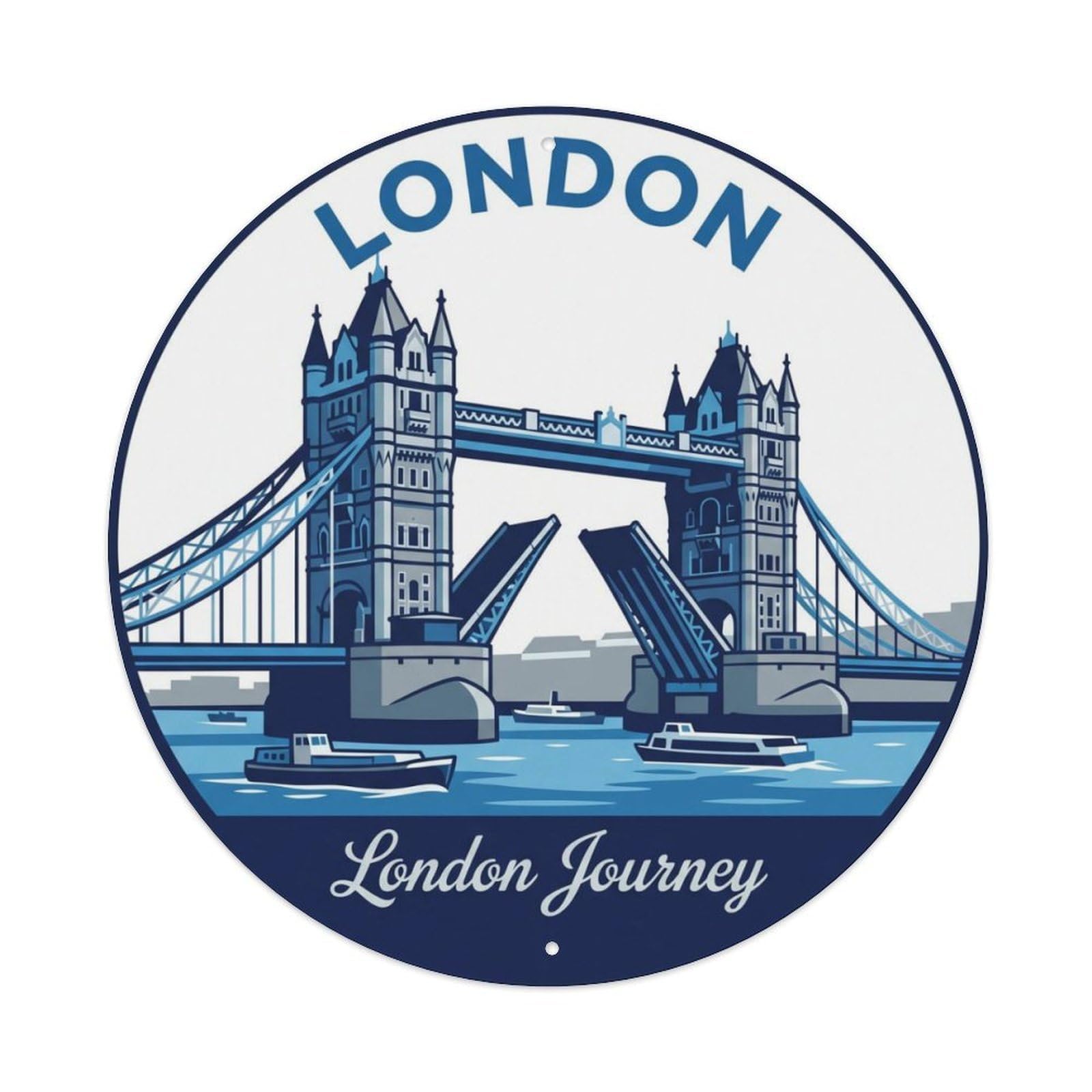 Fqcyn Style Vintage Travel British Bridge Journey 1 Metal Tin Sign