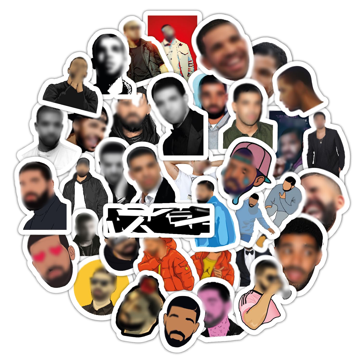 BulbaCraft Canadian Rapper Stickers – 50+ Hip Hop Stickers Inspired by Toronto Rap Culture – Waterproof Vinyl Stickers for Water Bottles, Laptops, Notebooks