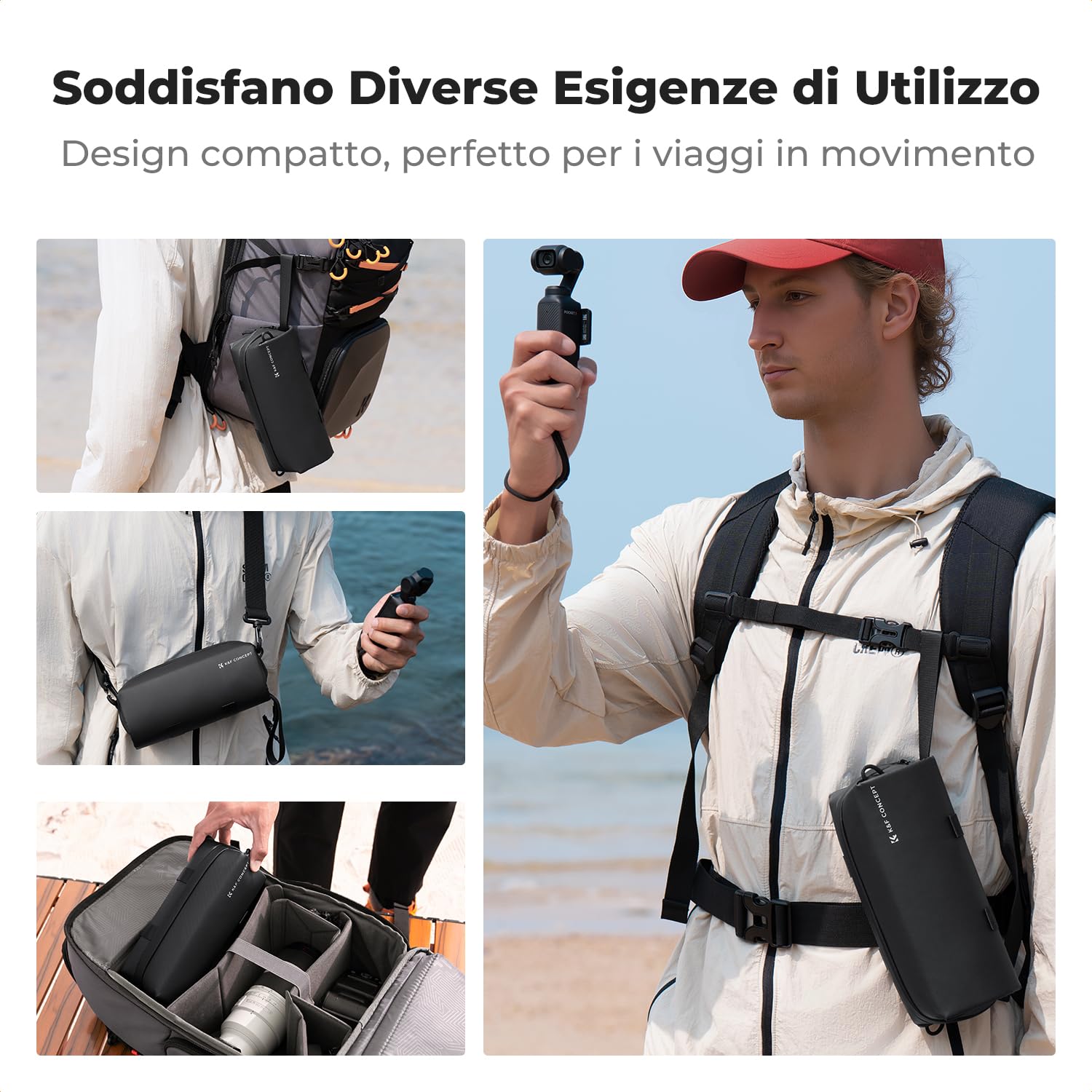 K&F CONCEPT Custodia per DJI Osmo Pocket 3/4 Creator Combo Accessories, Borsa Protettiva di Grande Capacità per il Trasporto e la Custodia da Viaggio Portatile