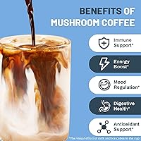 Vista 4 de Café en polvo de hongos 14 en 1, suplemento de hongos con melena de león, reishi, chaga, cordyceps, shiitake, aceite MCT y adaptógenos Inmunidad