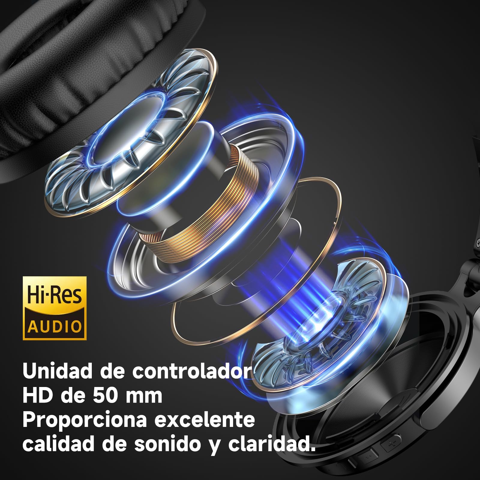 OneOdio Auricurales Bluetooth Inalámbricos 110H, Auriculares HiFi de 50mm Altavoz con Micrófono CVC 8.0, Auriculares con Cable para Móvil PC Portátil, Orejeras Proteicas 90° Ajustable para DJ