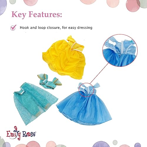 Miniatura 5 de Emily Rose Ropa de muñeca de 18 pulgadas, paquete de 9 piezas de vestido de princesa con 3 pares de zapatos únicos | 18 pulgadas de muñeca de moda