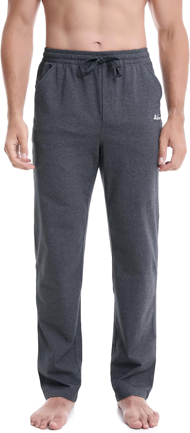 clothin Men’s Cotton Yoga Sweatpants Lounge Pants Open Bottom Athletic Casual Pants with Pockets - Image 3