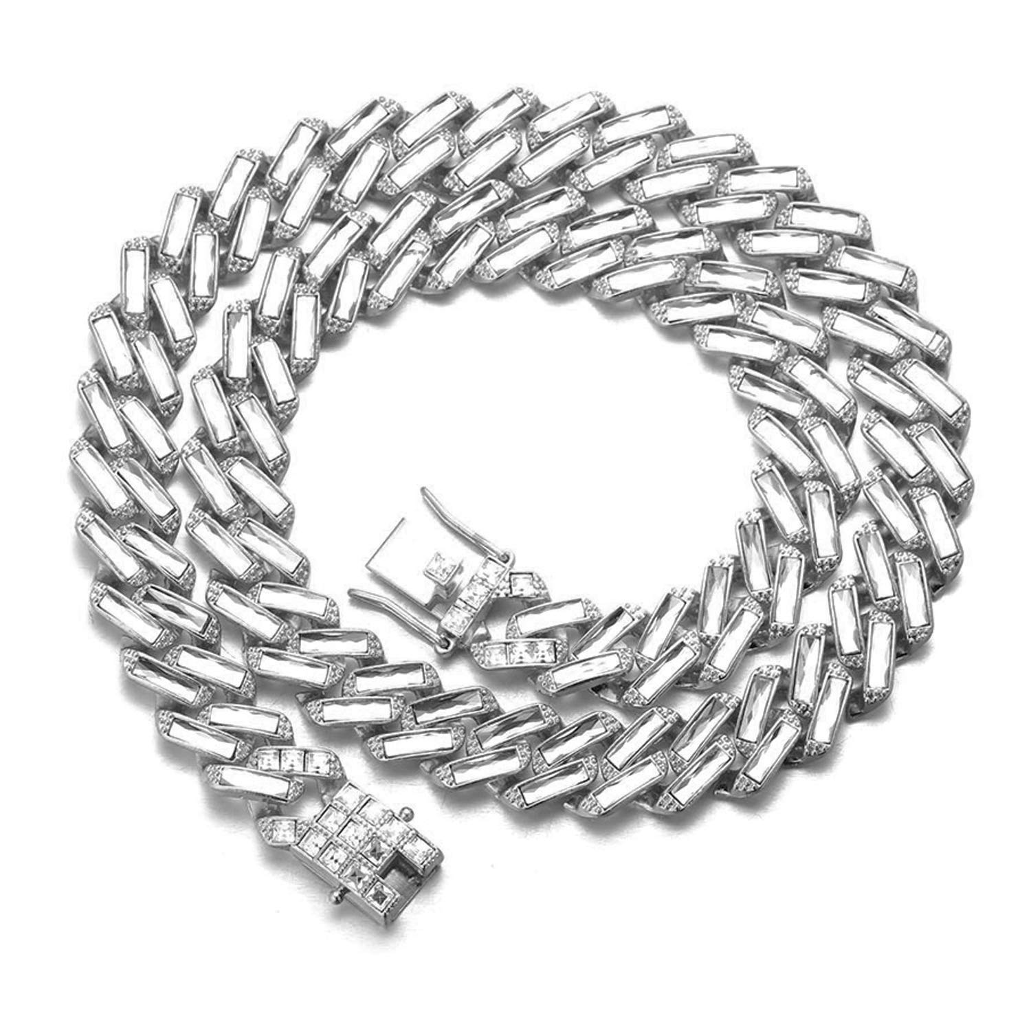 Halukakah Cuban Diamond Chain For Men 15 Mm White Gold