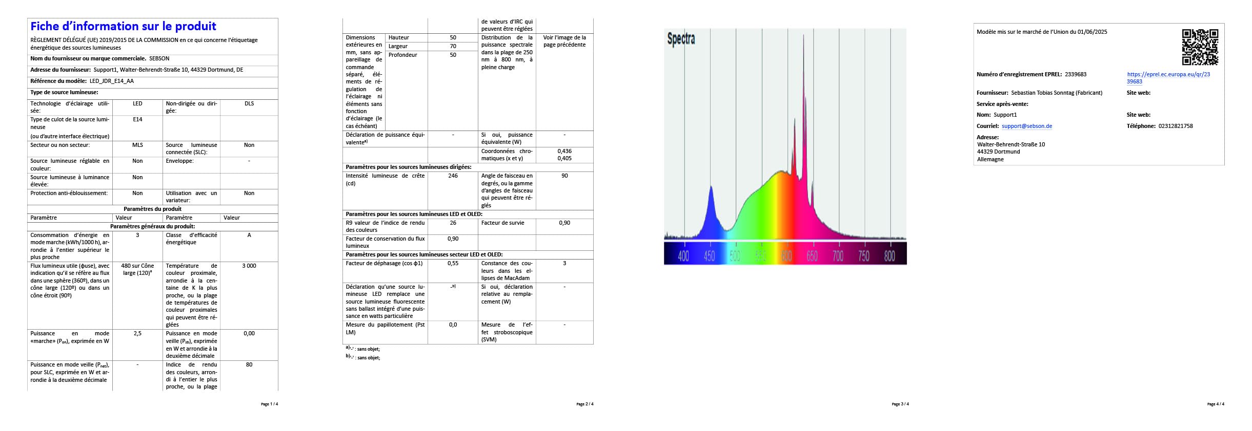 SEBSON Ampoule LED E14 2,5W 450lm Blanc Chaud 230V ø50x70mm - Lot de 10 | Classe d'Efficacité Énergétique A, Remplace 50W Halogène, Ampoule E14 90°