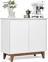 Aparador Bancada Sala Decoração Buffet Balcão Jantar Armário Cozinha Cantinho do Café 2 Portas Flow (Branco)