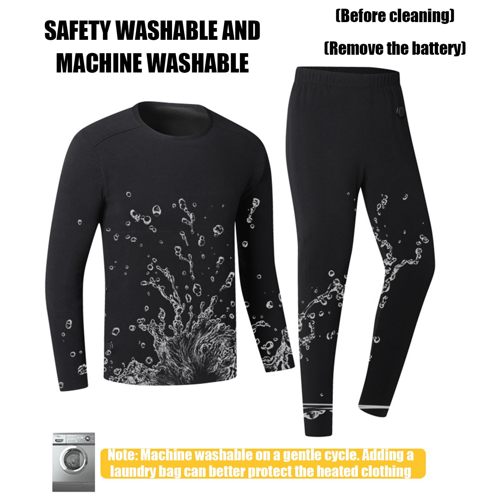 Completo Intimo Termico Riscaldato per Uomo con 42 Zone di Riscaldamento Top e Pantaloni Riscaldati Intelligenti USB Adatti per l'inverno