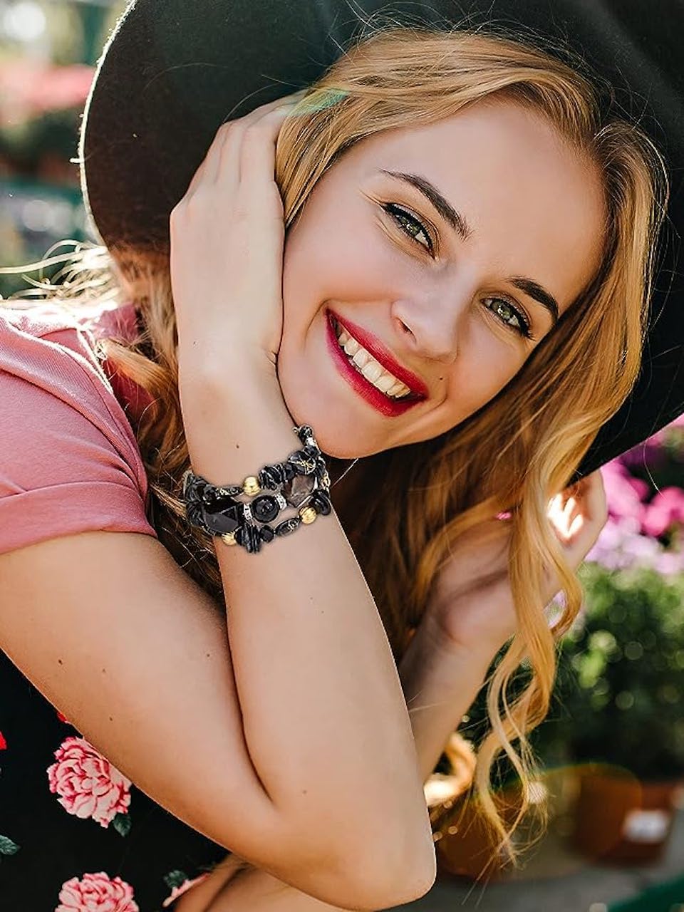 Women Beaded Bracelet Set | Colorful Boho Stackable Trendy Design with Crystal Accents Multilayer Bangle Bracelet | Fashion Stretch Braclets Jewelry for Women - Image 5