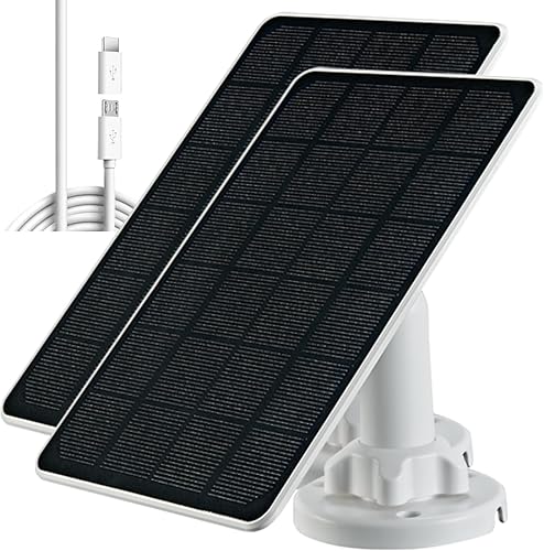 Cargador de panel solar para cámara de seguridad, puerto USB-C y micro USB para cámara de batería recargable al aire libre, carga rápida de 5V6W