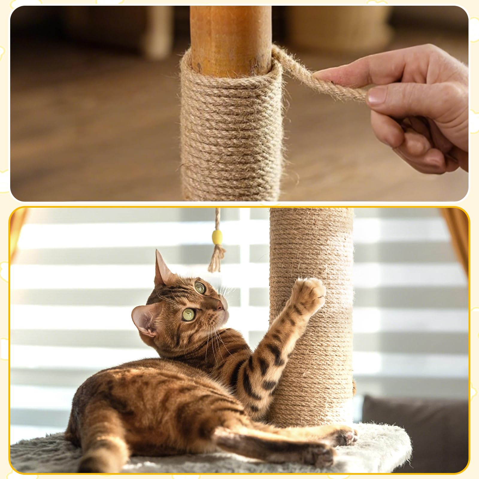 Corde en Jute 8 mm x 100 m, Robuste, en Fibres Naturelles, pour Cordon de Bricolage, Jouet pour Chat et décoration, Alternative à la Corde de Chanvre indéchirable, Cordon de Colis, Ruban de