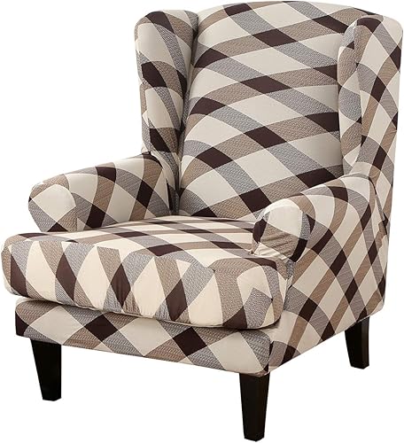 Funda para silla Wingback, 2 piezas, funda para silla de ala, duradera, suave, de alta elasticidad, funda de elastano para sofá, protector de