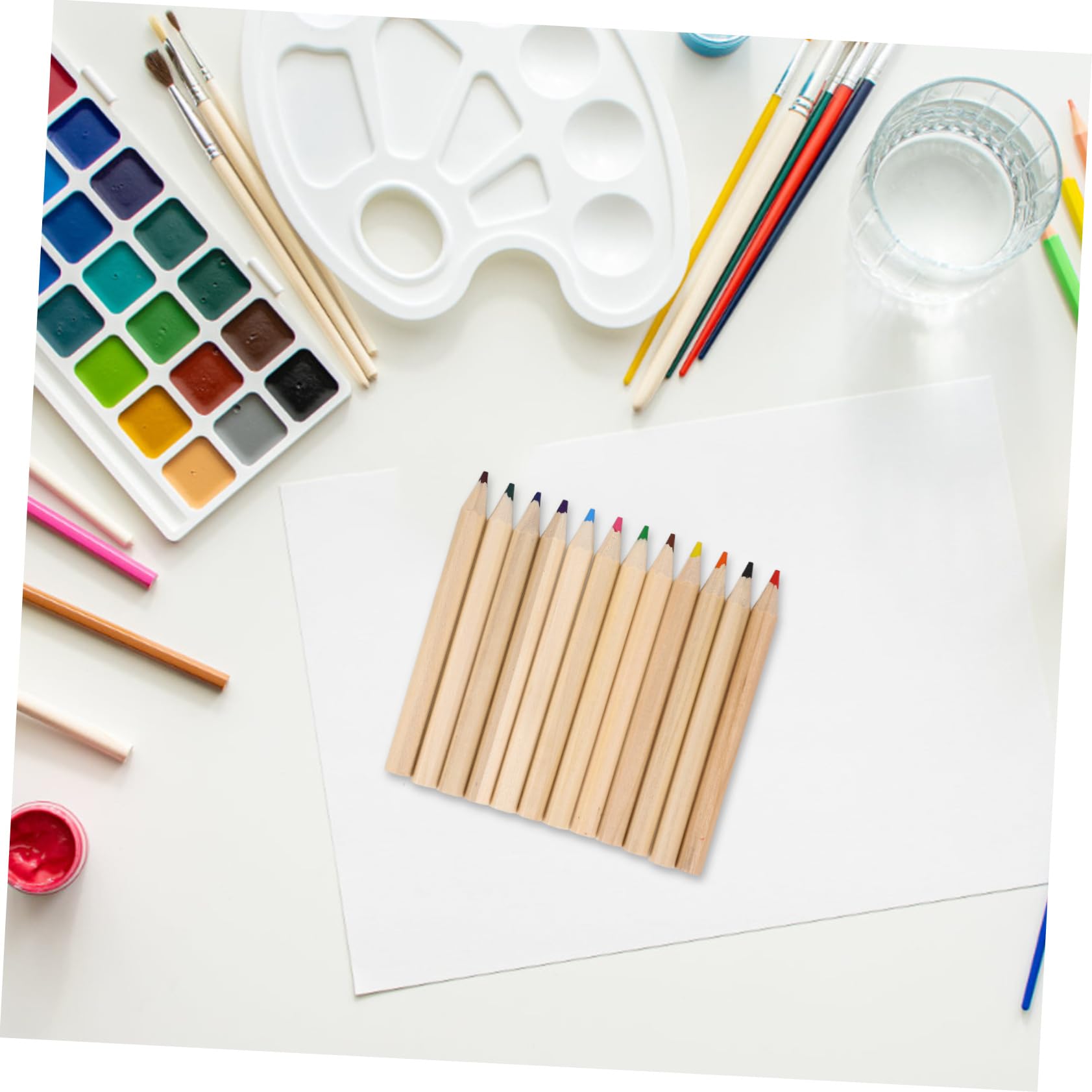 PLAFOPE Crayons de Couleur en Bois Beige, Boîte de 12 pour Dessin