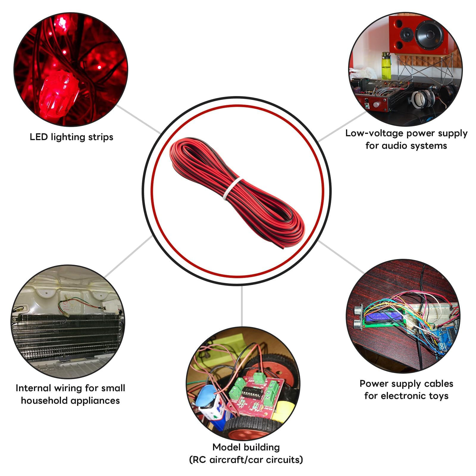 URCIANOW 0.2mm² Twin Core Red Black Cable 22awg 10M Flexible Wire 12v 24V for LED Strips DIY Electronics 1.6x3.2mm Thin Wire - Image 4